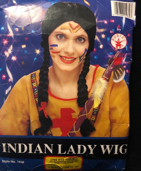 Indian Lady Braided Black Hair - Native American - After Halloween Sale - under $20