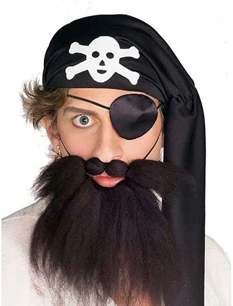 Black Pirate Beard & Moustache - (Mustache) Set - After Halloween Sale - under $20