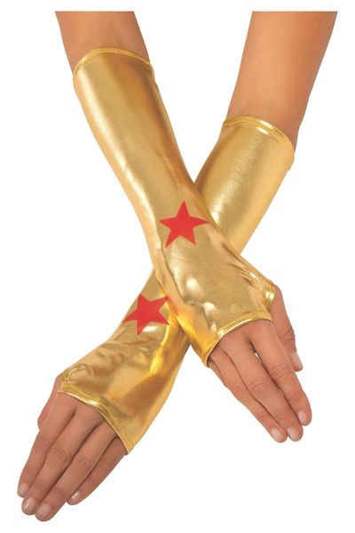 Gold Metallic Wonder Woman Gauntlets, Gloves Accessory - Halloween Spirit - under $20
