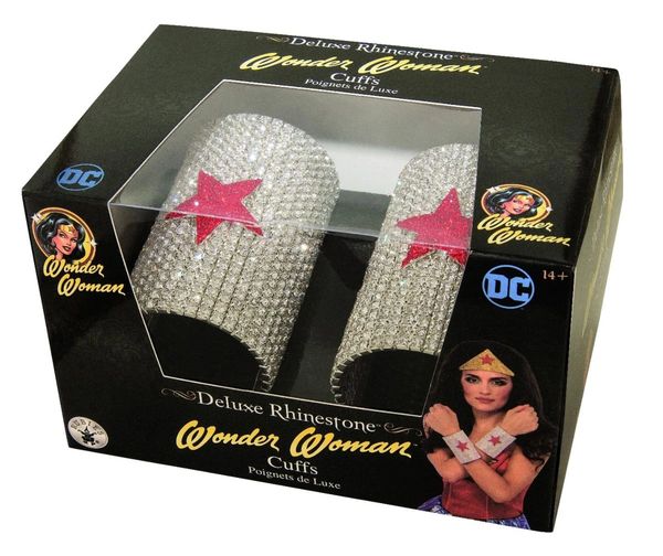 *Deluxe Wonder Woman Rhinestone Cuffs Costume Accessory, Women's - Halloween Sale