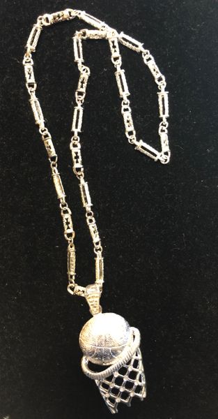 *Basketball Charm on Silver Chain - Costume Jewelry - Halloween Sale