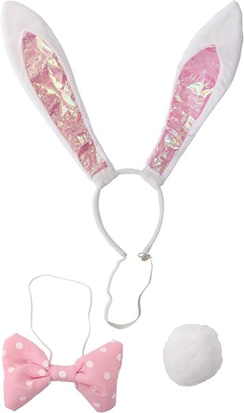 Deluxe White Bunny Accessory Kit, Pink - Easter - Halloween Spirit
