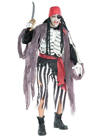 Deluxe Undead Ghost Pirate Zombie Costume - Halloween Sale - under $20