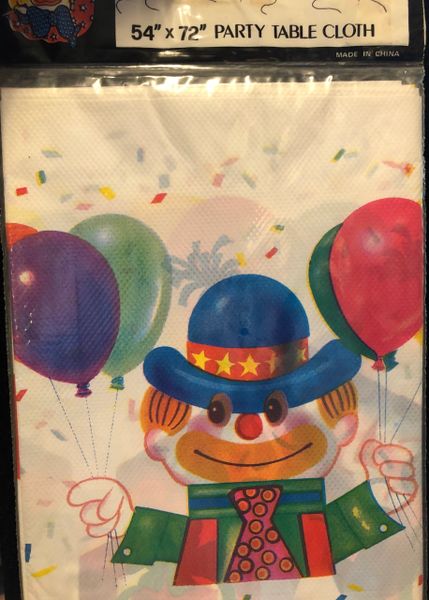 2 Clown Birthday Party Plastic Rectangle Table Covers - 54x72in