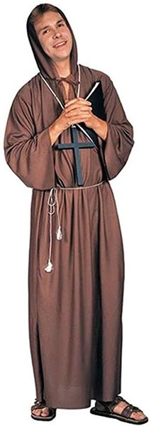 Brown Monk Robe Costume, Adult - Religious - Purim - Halloween Sale - under $20