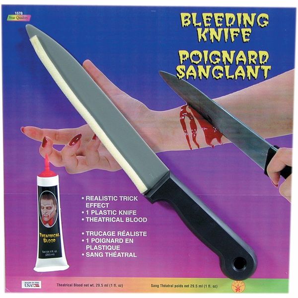Bloody Butcher Knife with Blood, 13in - Halloween Sale