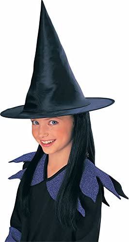 Witch Hat with Black Hair, Girls - Halloween Spirit