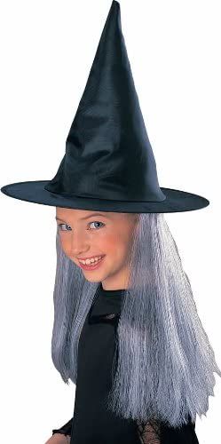 *Witch Hat with Gray Hair Costume Accessory, Girls - Halloween