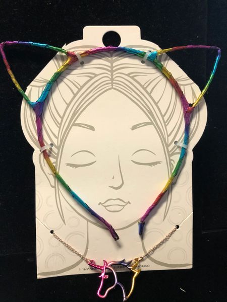 Rainbow Cat Headband & Unicorn Necklace - Pride - Purim - After Halloween Sale - under $20