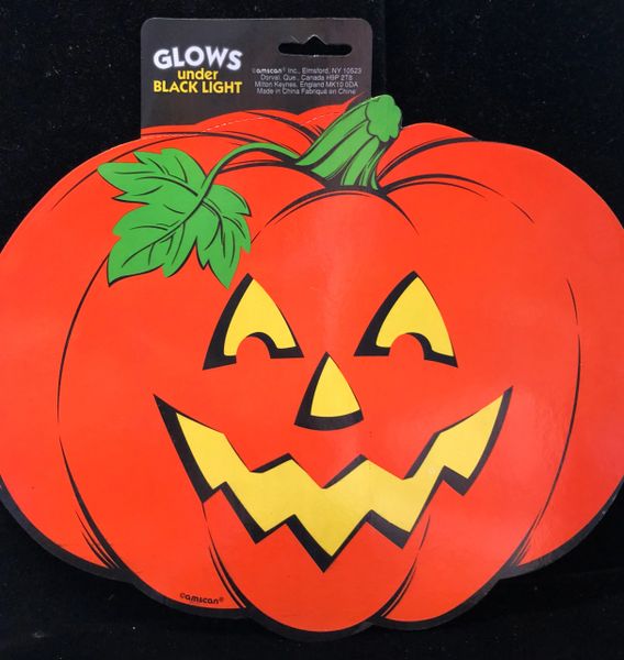 *Glow in the Dark Pumpkin Cutout Halloween Decorations, 2pcs - Black Light