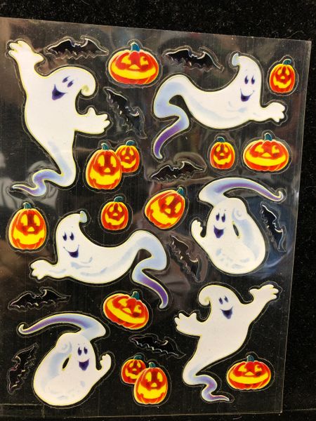 Ghost Stickers, Pumpkins, Bats - 4 Sheets - Halloween Stickers