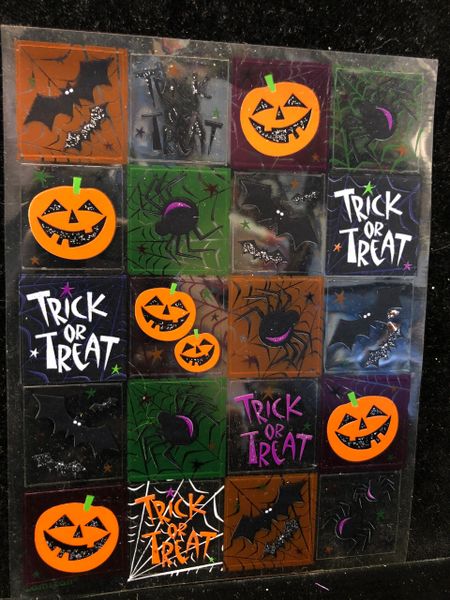 Pumpkin Stickers, Bats, Spiders - 2 Sheets - Halloween