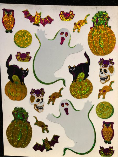 Ghost Stickers, Cats, Pumpkins, Bats - 4 Sheets - Halloween Stickers