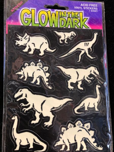 Glow in the Dark Dinosaur Stickers - 1 Sheets