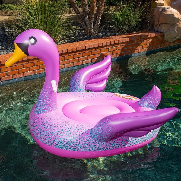 74in Inflatable Pink Swan Jumbo Pool Float, Lounge - Summer Fun