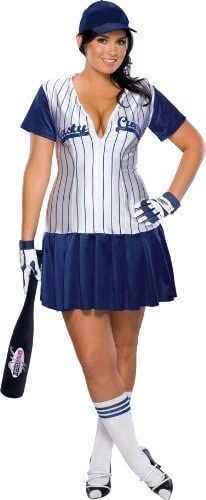 Plus Size Sexy Curves Baseball Girl Costume - Sports - Halloween Sale - under $20