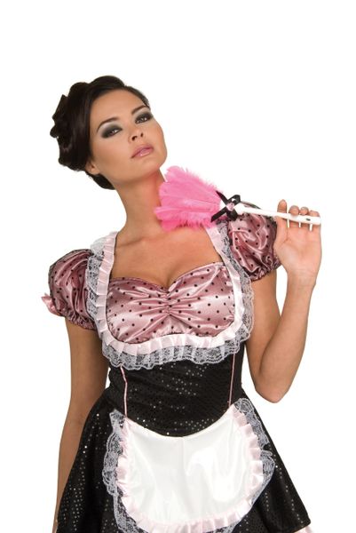 DELUXE FRENCH MAID FEATHER DUSTER w/RHINESTONES LACE & SEQUINS COSTUME ACCESSORY 