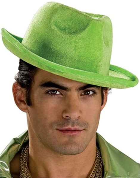 Lime Green Gangster, Pimp Fedora Hat Accessory - Purim - Halloween Spirit - under $20