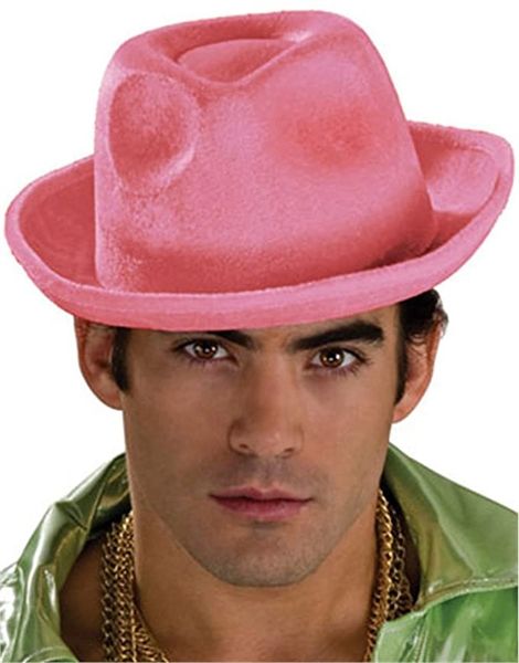 Pink Gangster Fedora Hat - Pimp - Purim - Halloween Sale