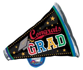 Graduation, Congrats Grad Megaphone Shape Foil Balloon, 29in