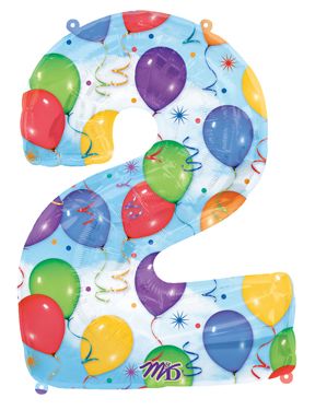 *Rainbow Birthday Megaloon Number Shape Foil Balloon, 34in - Blue Sky