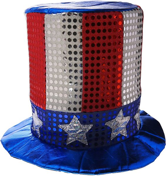 *Patriotic Uncle Sam Top Hat, Sequins - Halloween Spirit