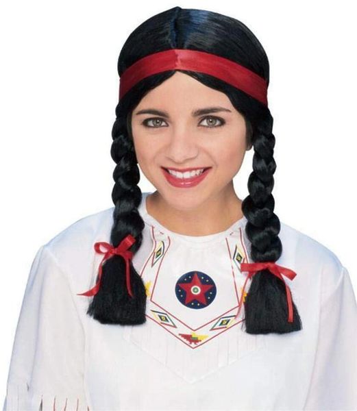 *Native American Indian Braided Black Costume Wig, Women's - After Halloween Sale