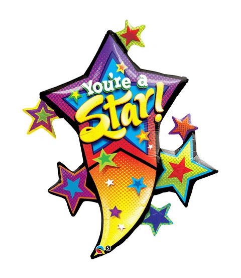 (#6) You're a Star! Super Shape Foil Balloon, 42in - Graduation - Performance Recitals - You Did It