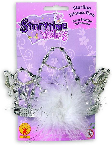 Princess Tiara, White Marabou Feathers, Silver Sequin, Tinsel - Purim - Halloween Sale