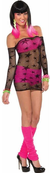 80s Black Mesh Dress - Sheer Fishnet Costume - After Halloween