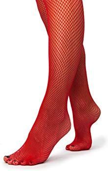 Red Fishnet Stockings, Pantyhose - Devil - After Halloween Sale - under $20