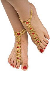Bollywood Jeweled Gold Fabric Foot Decoration, Gold - Halloween Sale
