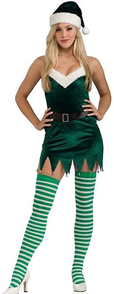 SALE - Sassy Green Elf Costume, Christmas Holiday Helper - Couples Costumes - Halloween Sale