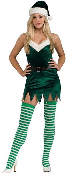 *Sassy Christmas Holiday Elf Dress Costume, Green, Women's Medium - Halloween