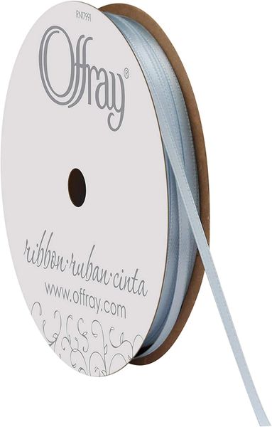 Light Blue Ribbon - 1/8" Wide Double Face Satin, 30yds by Offray - Ribbon Sale
