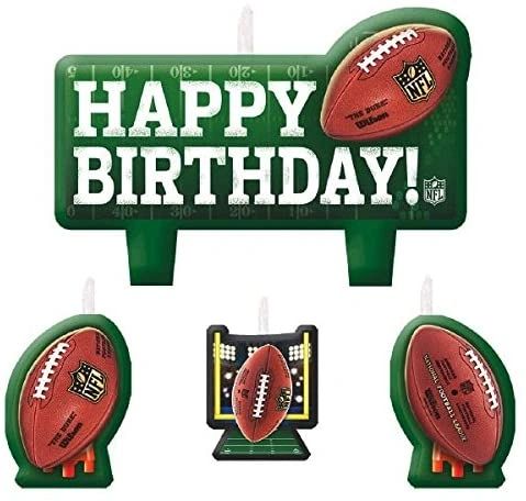 NFL Drive Football Happy Birthday Candles Cake Topper Set - 4pcs