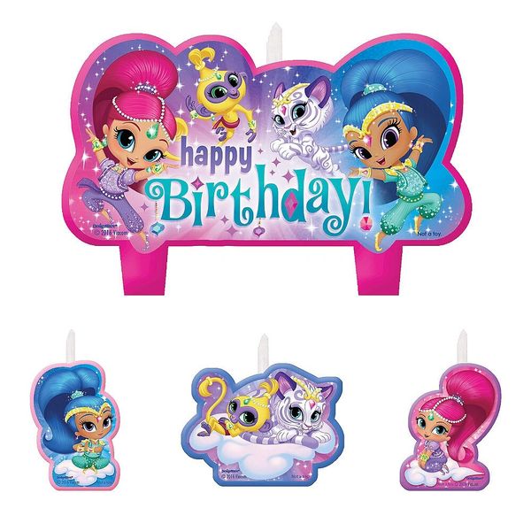 Shimmer and Shine Happy Birthday Candles Cake Topper Set - 4pcs
