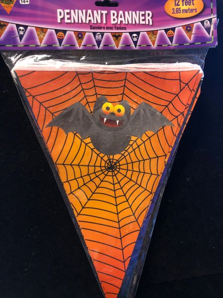 *Halloween Pennant Flag Banner Party Decoration, 12ft - Orange/Black