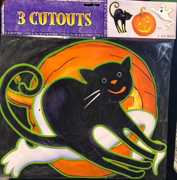 *Halloween Assorted Cutout Decorations, 3ct - 12in - Ghost, Cat, Pumpkin