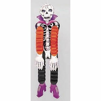 *Skeleton Tissue Cutout Hanging Halloween Decoration with Jeweled Eyes, 24in