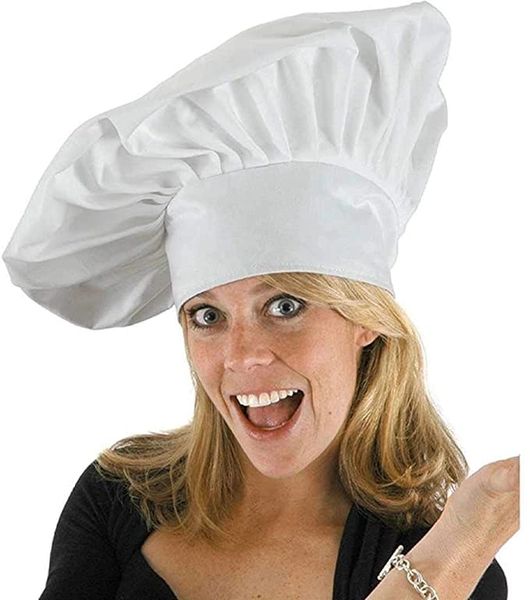 *Deluxe Adult Chef Costume Hat, Unisex - White Cotton