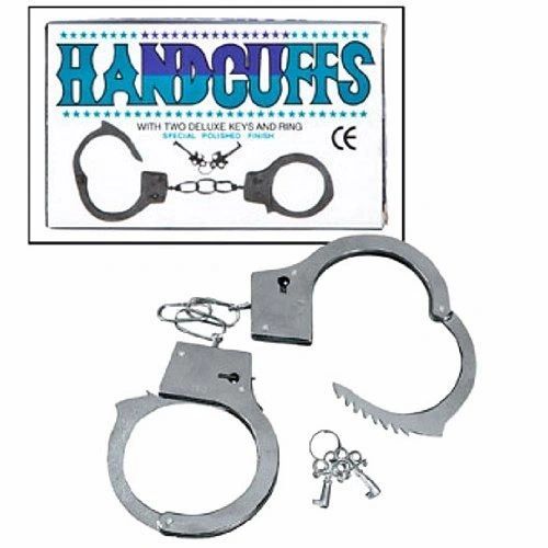 *Silver Metal Handcuffs with Keys - Police, Prisoner - Halloween