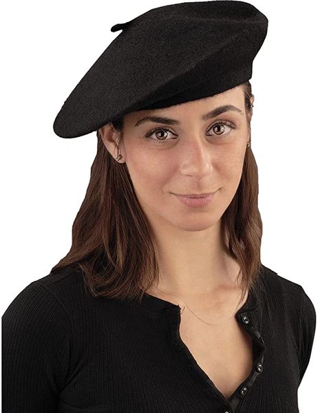 Black French Beret, Hat - Purim - Halloween Spirit