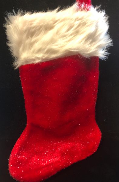 *Sparkling Red Plush Christmas Stocking, 18in - Holiday Sale