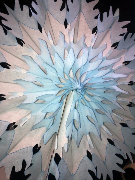 Blue Snowflake Paper Tissue Fan - Winter Decorations, 12in