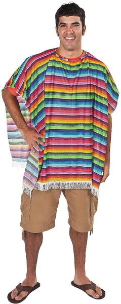 *Mexican Fiesta Poncho Costume Accessory, Men's - Colorful Serape - Halloween