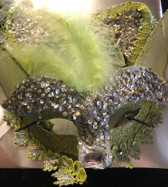 *Lime Green Masquerade Cat Costume Accessory Set, Women's Eye Mask - After Halloween Sale