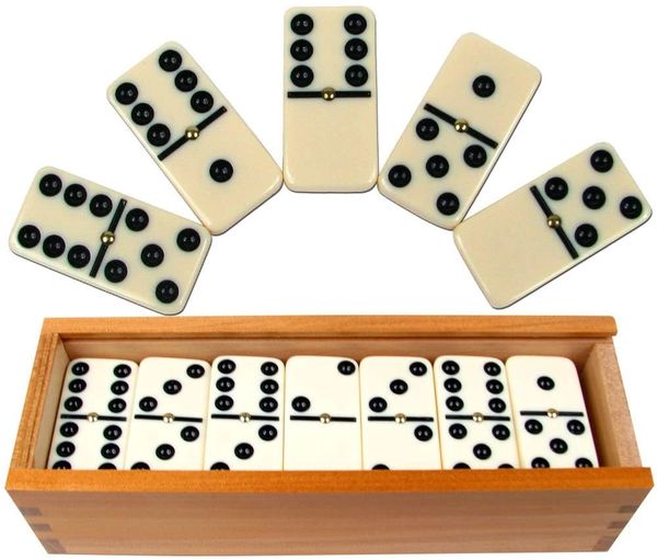 Double Six Dominoes - Ivory Domino Tiles Set, 28pc