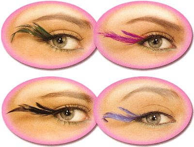 Feathered Eyelashes Eye Makeup, Lashes - Purim - Halloween Sale