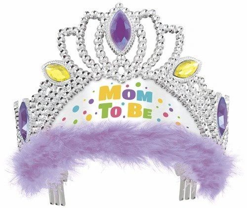*Lavender Mom to Be Tiara, Jeweled, Marabou Feathers - Baby Shower - New Mom